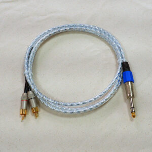 TDCawa46326 2RCA公對6.3立體公1.8公尺透明發燒線